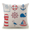 Ljojo Mediterranean Lighthouse Sail Print Pillow Cover for Home Decor