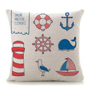 Ljojo Mediterranean Lighthouse Sail Print Pillow Cover for Home Decor