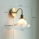 Ljojo Milk Glass LED Wall Light with Pull Chain Switch - Modern Copper Wall Lamp
