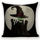 Happy Halloween Pumpkin Print Linen Throw Pillow Cover by Ljojo