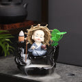 Ljojo Little Monk Ceramic Incense Burner with Mountain Water Flow Ornament