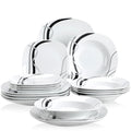 Ljojo 36-Piece Porcelain Ceramic Black Line Kitchen Tableware Set