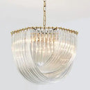 Ljojo Lustre Plate Gold Round Pendant Light Glass Chain Lamp Fixture