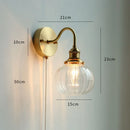 Ljojo Milk Glass LED Wall Light with Pull Chain Switch - Modern Copper Wall Lamp