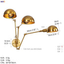 Ljojo Loft Antique Swing Arm Wall Sconce with 3 Heads Black Finish