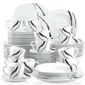 Ljojo 30/60-Piece Porcelain Ceramic Dinner Set with Cups Saucers Plates - Elegant Collection