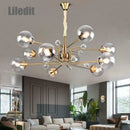 Ljojo Luxury Glass Ball LED Chandelier for Indoor Living Room, Kitchen, Bedroom