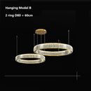 Ljojo Luxury Crystal LED Chandelier - Dimmable Villa Stairs Circle Lighting