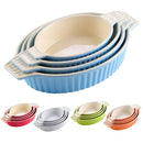 Ljojo 4-Piece Oval Baking Dish Set with Ceramic Handles - Ideal for Lasagne, Pie, Casserole