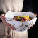 Ljojo Marble Pattern Ceramic Fruit Salad Bowl Snack Plate - European Style