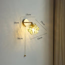 Ljojo Milk Glass LED Wall Light with Pull Chain Switch - Modern Copper Wall Lamp