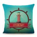 Ljojo Mediterranean Lighthouse Sail Print Pillow Cover for Home Decor