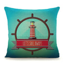 Ljojo Mediterranean Lighthouse Sail Print Pillow Cover for Home Decor