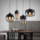 Ljojo Loft Glass Pendant Lamp: Nordic Style LED Lighting Fixture for Home and Commercial Spaces