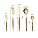 Ljojo 5-Piece Stainless Steel Wooden Handle Dinnerware Set