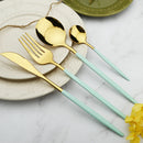 Ljojo Mint Green Stainless Steel Cutlery Set - 16pcs for Kitchen Tableware