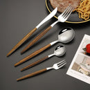 Ljojo 5-Piece Stainless Steel Wooden Handle Dinnerware Set