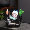 Ljojo Little Monk Ceramic Incense Burner with Mountain Water Flow Ornament