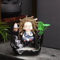 Ljojo Little Monk Ceramic Incense Burner with Mountain Water Flow Ornament