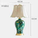 Ljojo Luxury Green Ceramic Table Lamp - Retro Chinese Style with Hand-Painted Golden Leaf