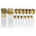 Ljojo 24-Piece Stainless Steel Cutlery Set for 6 - Black Gold Silverware