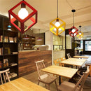 Ljojo Metal Cube Pendant Lamp: Industrial Retro Style for Living Room, Kitchen, Restaurant