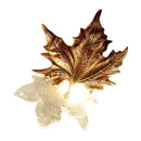 Ljojo Luxury Copper Maple Leaf Crystal Glass Wall Lamp for Home Deco