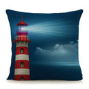 Ljojo Mediterranean Lighthouse Sail Print Pillow Cover for Home Decor