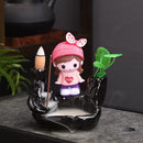 Ljojo Little Monk Ceramic Incense Burner with Mountain Water Flow Ornament