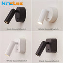 Ljojo 3W LED Reading Wall Lamp with Switch, 350º Rotation, Bedroom Sconce
