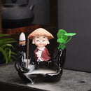 Ljojo Little Monk Ceramic Incense Burner with Mountain Water Flow Ornament