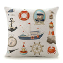 Ljojo Mediterranean Lighthouse Sail Print Pillow Cover for Home Decor