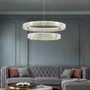 Ljojo Luxury Crystal LED Chandelier - Dimmable Villa Stairs Circle Lighting