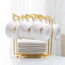 Ljojo Marble Ceramic Tea Set 200ml Nordic Coffee Cup Saucer Spoon Matt Porcelain