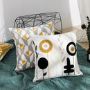 Daisy Floral Geometric Embroidery Pillow Cover 45x45cm Yellow Blue Soft Cozy