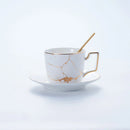 Ljojo Marble Ceramic Tea Set 200ml Nordic Coffee Cup Saucer Spoon Matt Porcelain