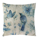 Blue Flowers & Birds Pattern Cushion Cover, Ljojo Home Decor Pillow Case