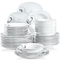 Ljojo 48-Piece Black Decals Porcelain Tableware Set with Bowls and Plates