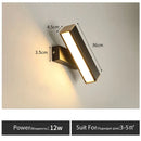 LED Wall Lamp Nordic Bedroom Bedside Light Rotating Living Room Black Sidelight by Ljojo