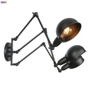 Ljojo Loft Antique Swing Arm Wall Sconce with 3 Heads Black Finish