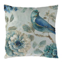 Blue Flowers & Birds Pattern Cushion Cover, Ljojo Home Decor Pillow Case