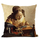 Art Oil Painting Pearl Girl Cushion Cover 45*45cm Ljojo Home Decor Art Accessories