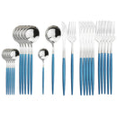 Ljojo 24-Piece Stainless Steel Cutlery Set for 6 - Black Gold Silverware