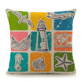 Ljojo Mediterranean Lighthouse Sail Print Pillow Cover for Home Decor