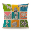 Ljojo Mediterranean Lighthouse Sail Print Pillow Cover for Home Decor