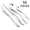 Ljojo 16-Piece Black Stainless Steel Cutlery Set for Dining and Entertaining