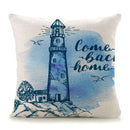 Ljojo Mediterranean Lighthouse Sail Print Pillow Cover for Home Decor