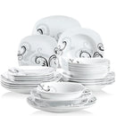 Ljojo 48-Piece Black Decals Porcelain Tableware Set with Bowls and Plates