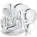 Ljojo 20-Piece Black Stripe Porcelain Dinner Set with Egg Cup, Mug, Bowl, Dessert & Dinner Plate