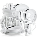 Ljojo 20-Piece Black Stripe Porcelain Dinner Set with Egg Cup, Mug, Bowl, Dessert & Dinner Plate